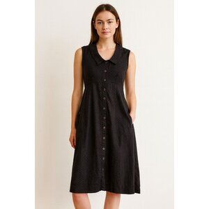 POSTMARK Anthropologie Black Sleeveless Button-Down Dress 8  Fit & Flare